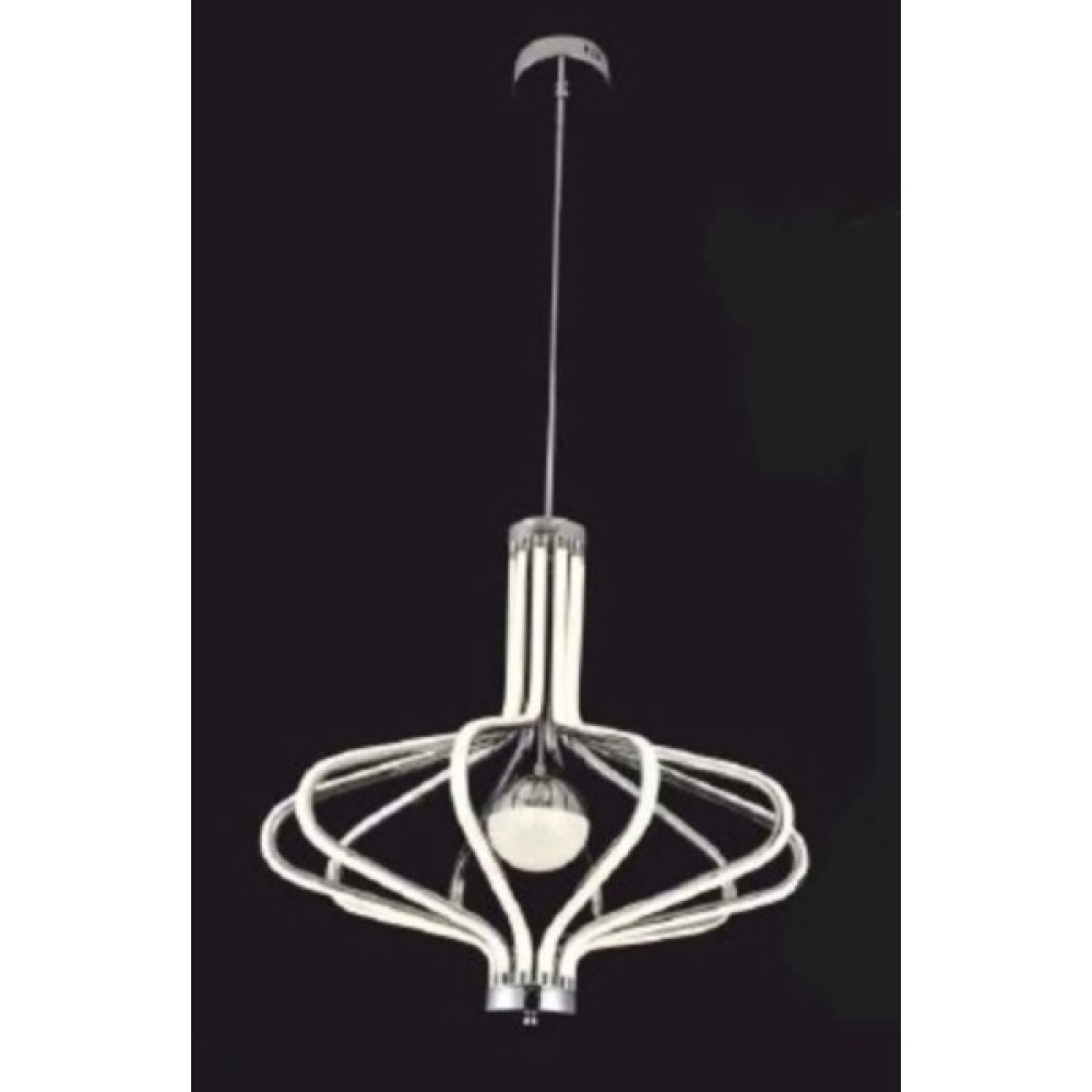 Led Avize - Gümüş Rengi Ledli Avize - Krom Tekli Sarkıt Avize - Salon Avizesi - 45*100 cm - Gri - Gümüş Avize Fiyatı