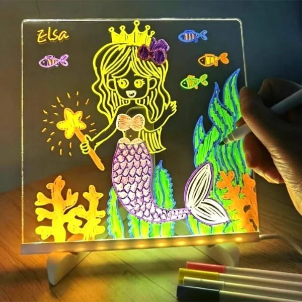 LED Aydınlatmalı Yazı ve Çizim Tahtası - Küçük Boy 20X20 cm - Çok Renkli - 1 Diğer Fiyatı