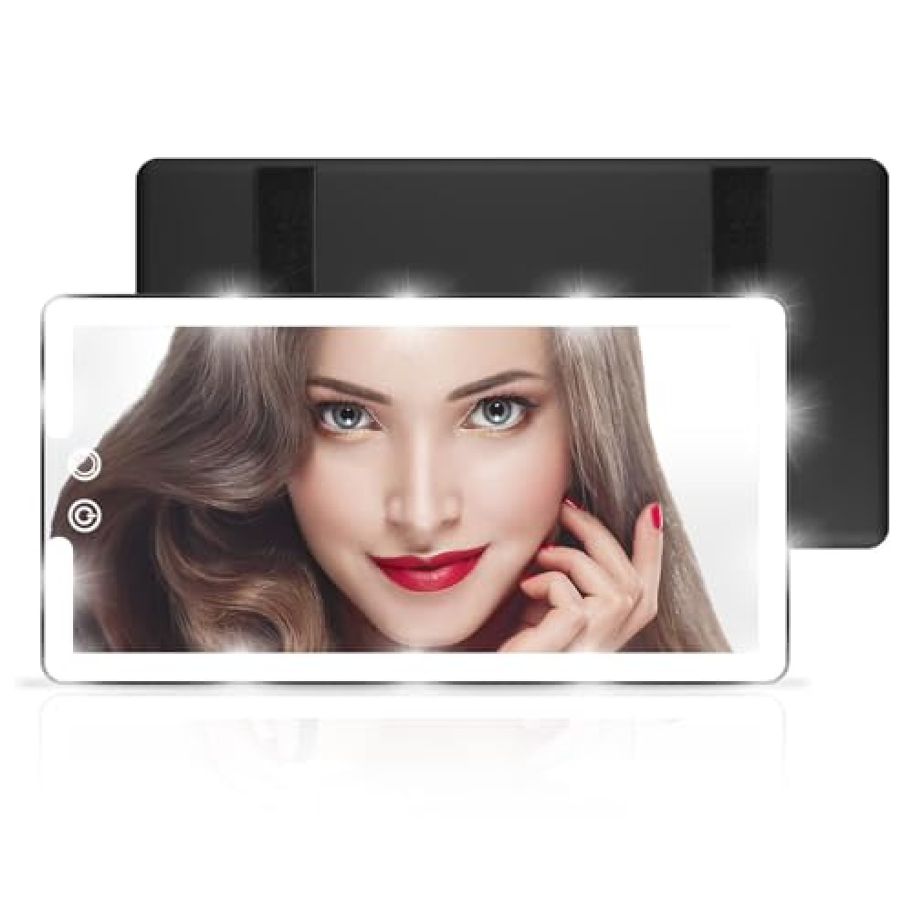 Led Car Sun Visor Vanity Mirror, Upgraded Car Mirror with Lights,Large Dimmable Light up Vanity Makeup Mirror for Car,Rechargeable Universal Rear View Mirror for Car Visor