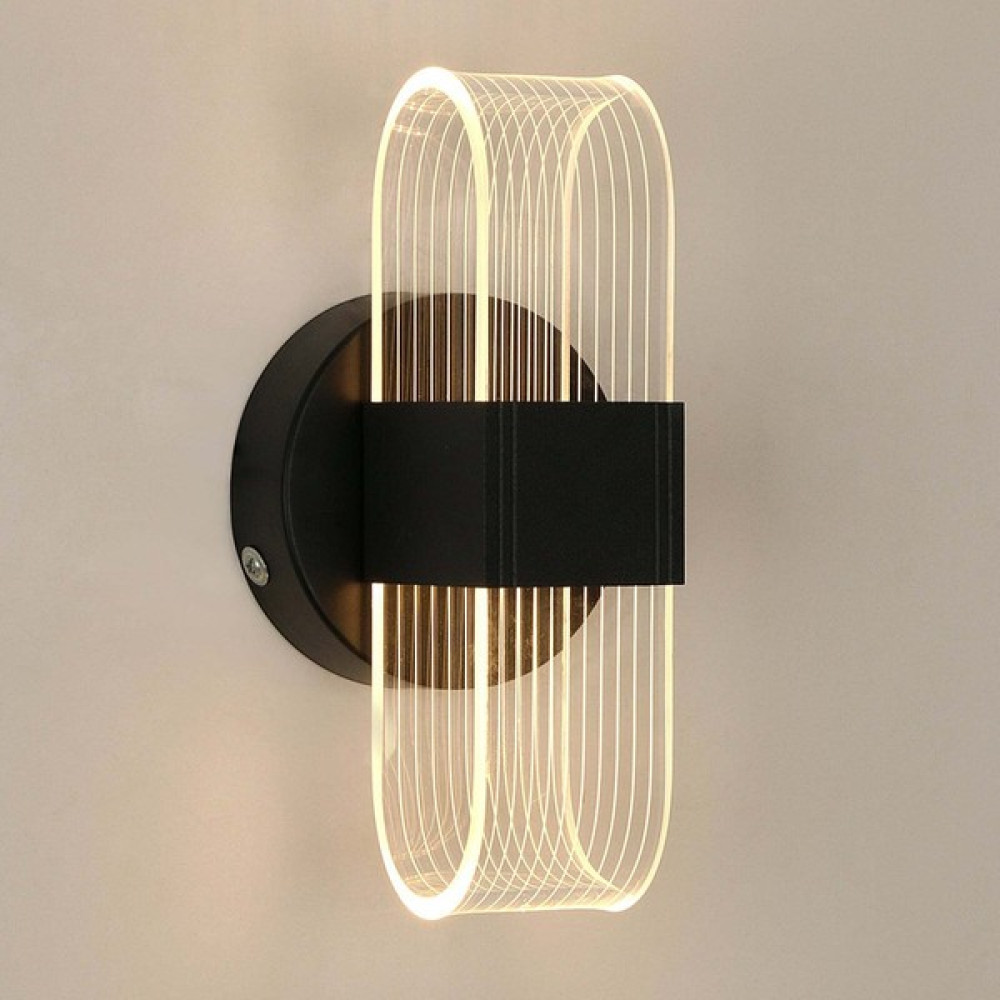 LED Duvar Lambası, Kısılabilir Modern LED Duvar Lambası, Siyah Oval 10W Akrilik Iç Mekan Duvar Lambası, 3000-6500K (Yurt Dışından) - Üç renkli ışık Aplikler Fiyatı
