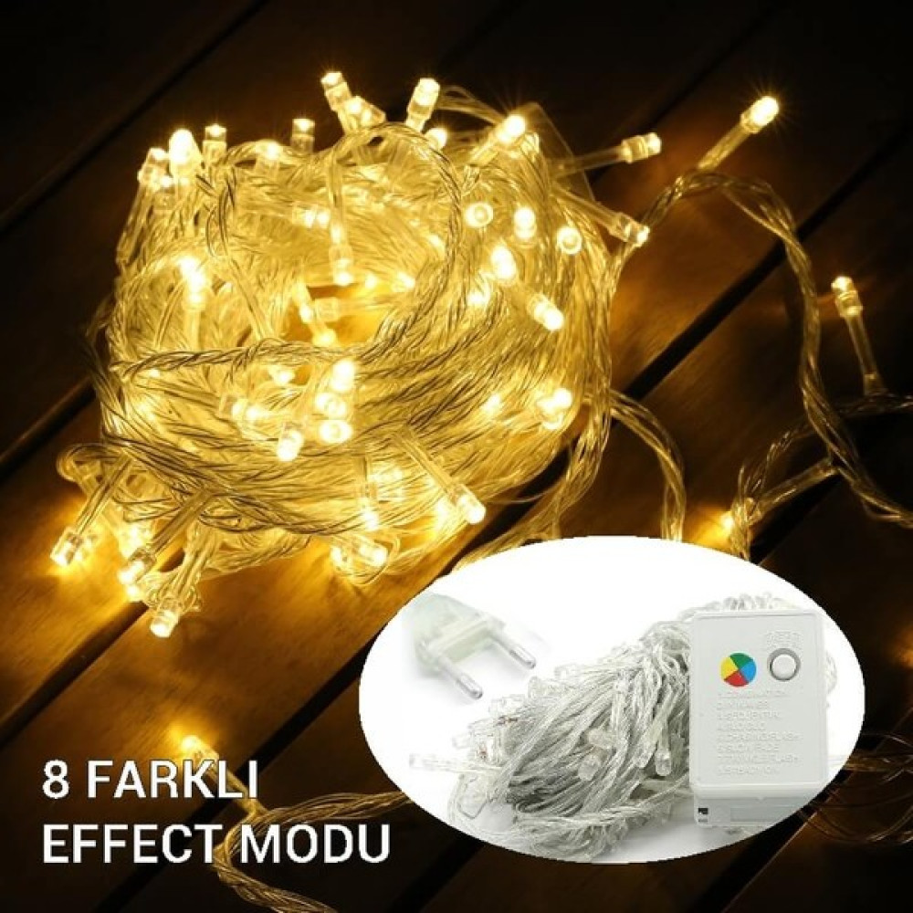 LED Işık Gün Işığı 10 Metre Yılbaşı Işığı Fişli Şeffaf Kablolu 8 Fonksiyonlu Led Aydınlatmalar Fiyatı
