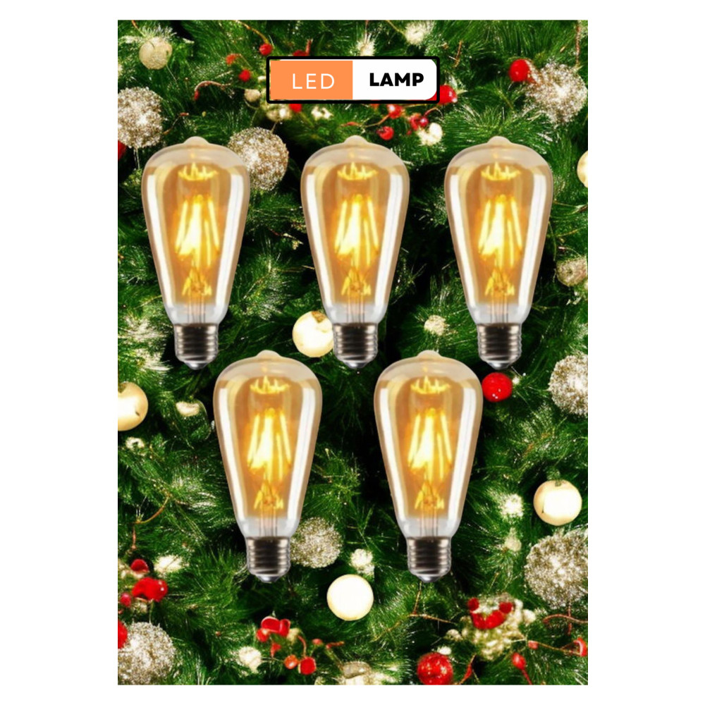 LED LAMP St64 Flamanlı Rustik 4w Led Ampul 5li Dekoratif Vintage Aydınlatma Amber Rengi Yaş Günü & Parti Fiyatı