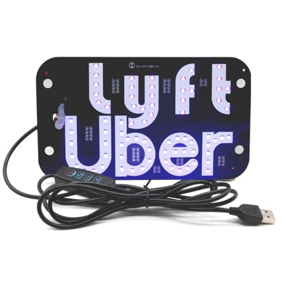 LED Light Sign for Car, Taxi Windshield LED Sign Lights with USB Switch and Suction Cups, Dual-Color Conversion (White-Pink)