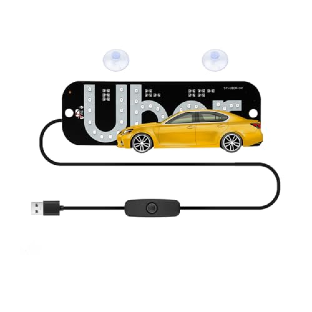 Led Light Signs for Car, Taxi Windshield Light Sign with Blue Decal for Car, Car LED Sign with Suction Cups Touch Dimmer on Car Window, with Illuminated Taxi Logo USB Switch Cable for All Cars (Green)