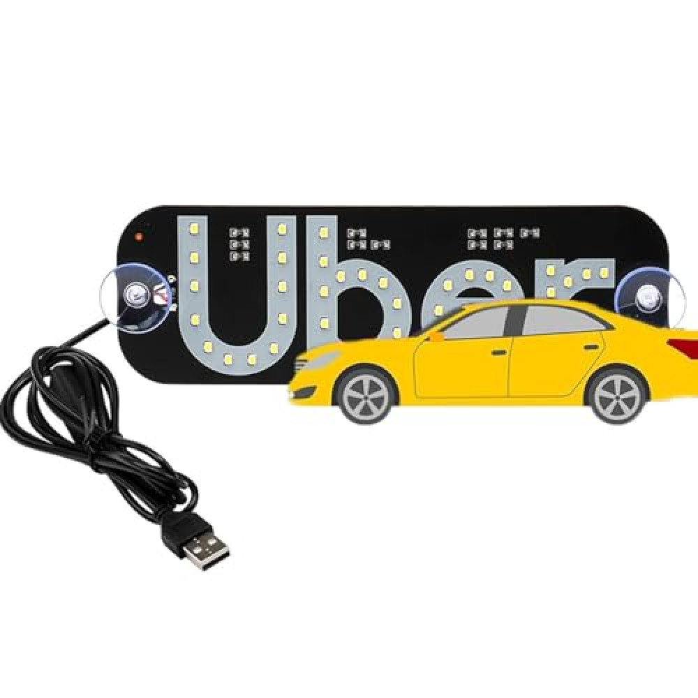 LED Light Signs for Car, Taxi Windshield Light Sign with Suction Cups, Lighted LED Sign for USB Plug, Dual-Color Conversion, Improve Night Visibility (Blue)