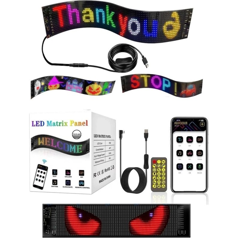 LED Matrix Panel Rg-B Ekran Kumandalı App Kontrollü Iş Yeri Otomobil Tır 60 cm TV Aksesuarları Fiyatı