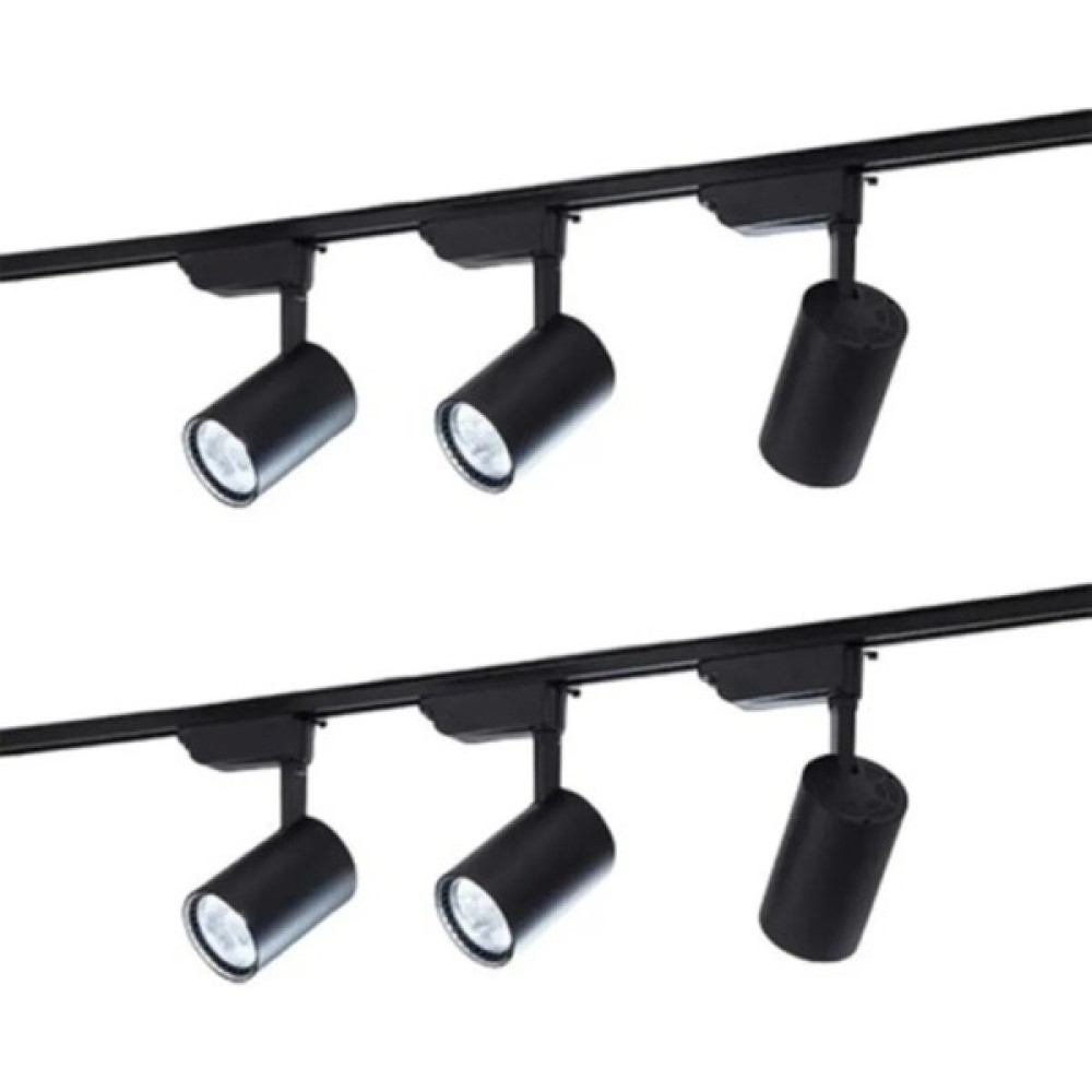 LED Pasajı Siyah Kasa 6 Adet 360 Derece Dönen LED Ray Spot Lamba ve 2 Adet 1 Metre Raylı Armatür - 6500K - Beyaz Diğer Fiyatı