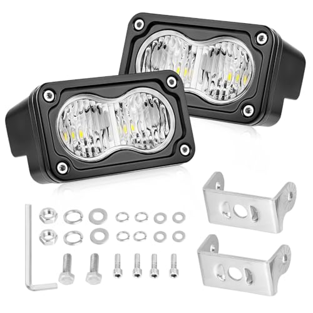 LED Pods, AKD Part 3 Inch Flood CREE LED Off Road Lights 40W Small Driving Light Pods Backup Reverse Lights Fog Pod Lights 2 Packs for Truck Pickup Motorcycle UTV ATV SUV Dirt Bike Surron