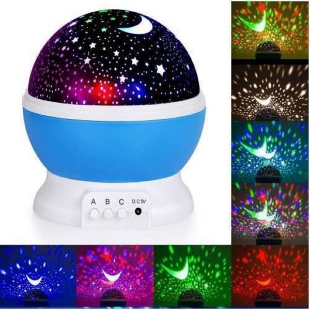 LED Projeksiyon Gece Lambası Dönen Ay Yıldız LED Mavi - Renkli Gece Lambası Fiyatı