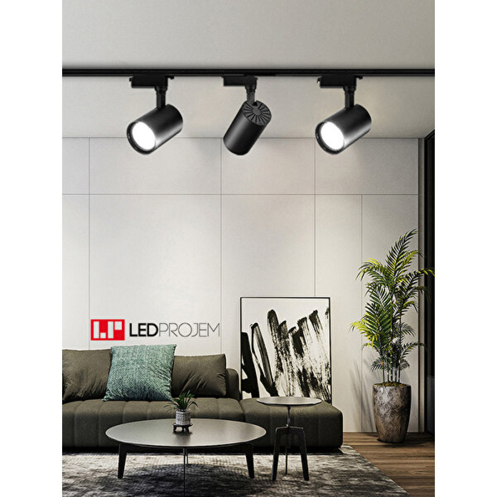 Led Projem 30W LED Ray Spot Siyah 3'lü Set ve 1 Metre Siyah Ray - Beyaz Işık Spot Fiyatı
