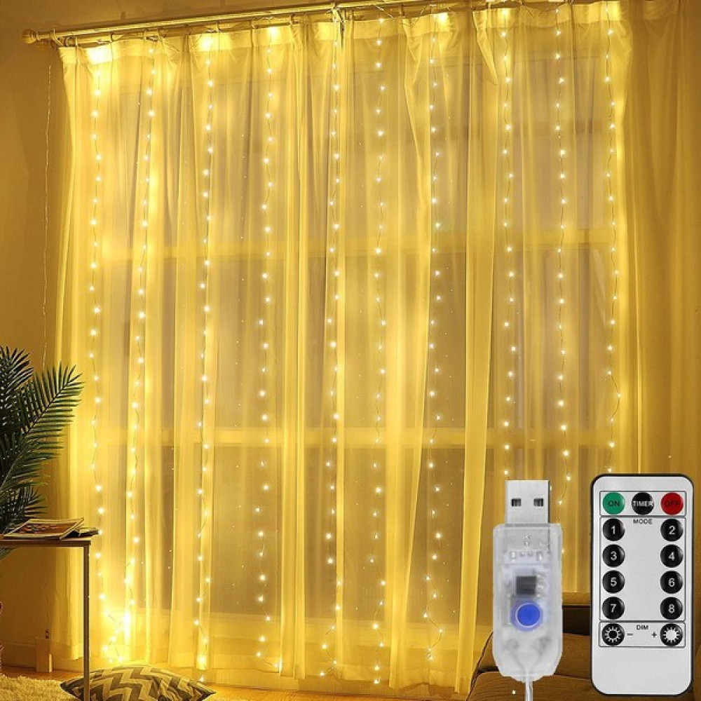 Led Reyon 2 x 2 Metre Dekoratif Tel Kablolu Perde LED Işık 400 Ledli LED Perde Aydınlatma - Sarı Elektrik ve Aydınlatma Fiyatı