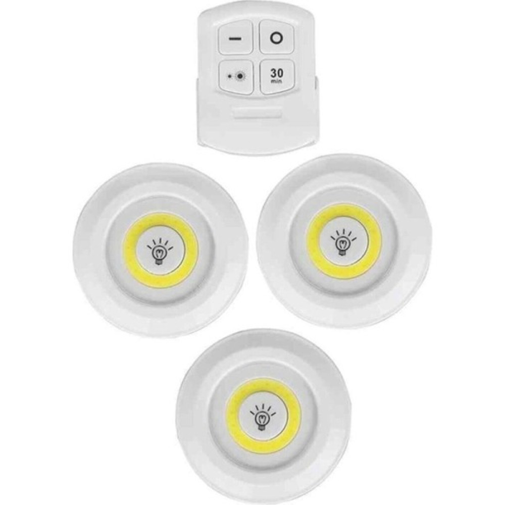 LED Uzaktan Kumandali Pi̇lli̇ 3lü Işik LED Lamba Dolap İçi̇ / Tezgah Alti / Mutfak / Ki̇taplik Led Aydınlatmalar Fiyatı
