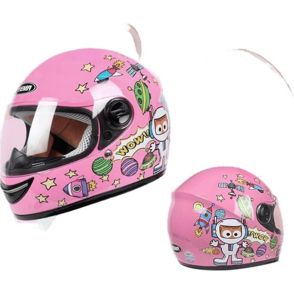 Leda Çocuk Kapalı Kask-Önlük Gönder (Yurt Dışından) - Açık Pembe Motorsiklet Kaskları Fiyatı