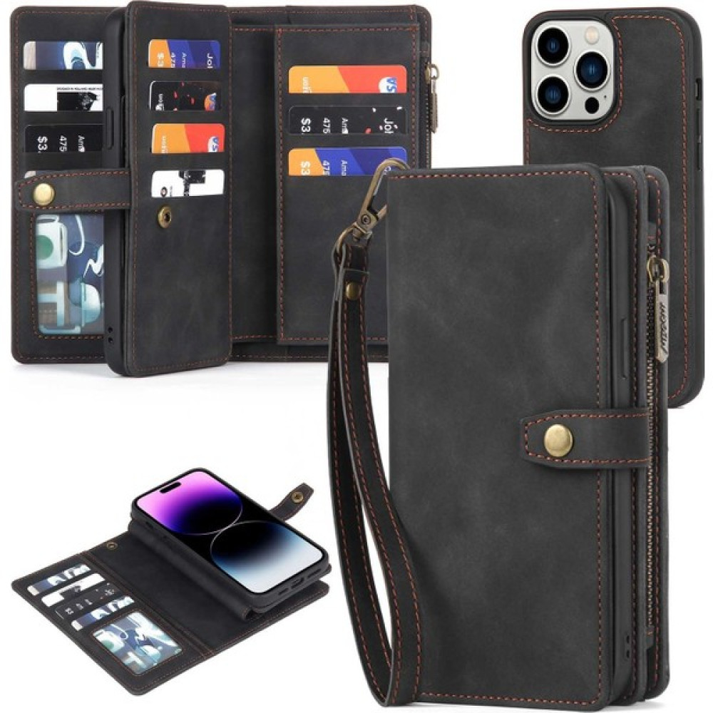 Leda Xstep Case iPhone 15 Pro Max Pu Deri Telefon Kapağı Strap ile Çıkarılabilir 2'si 1'ör Cüzdan Kılıfı (Yurt Dışından) - Beyaz - Kırmızı - Siyah Cep Telefonu Kılıfı Fiyatı