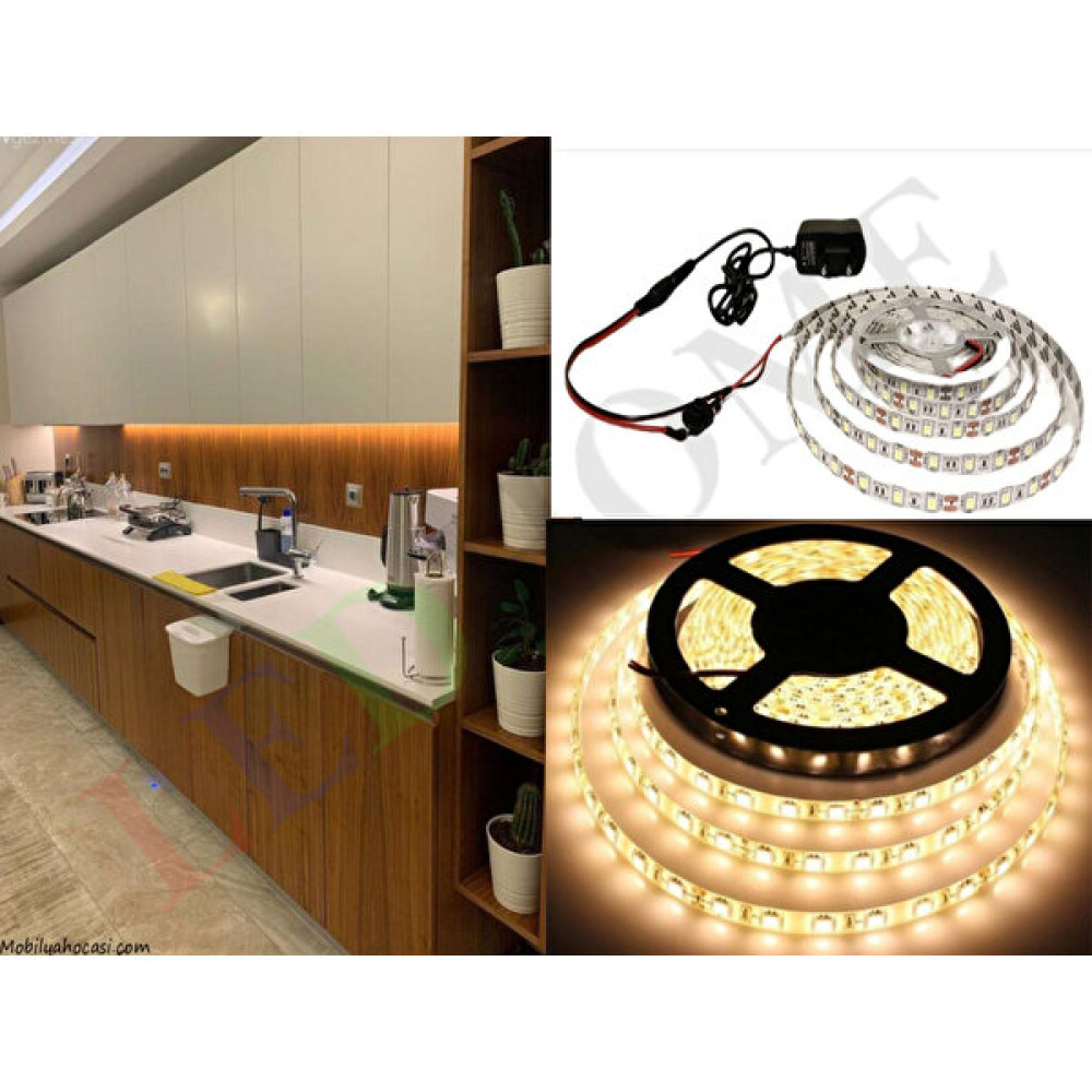 Ledhome Mutfak Dolabı İçin Şerit LED + 12V Adaptör Tak Çalıştır Aç Kapa Anahtarlı - 4 m - Gün Işığı Led Aydınlatmalar Fiyatı