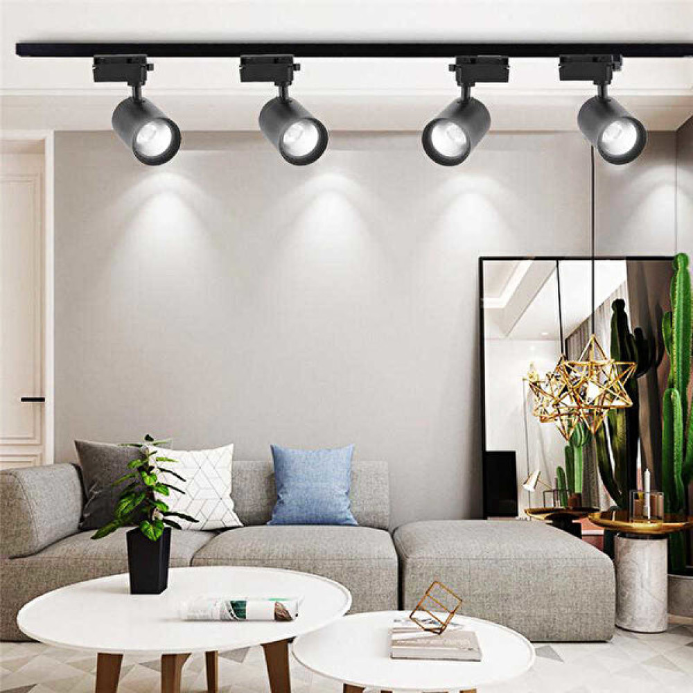 Ledim - Metal Kasa 30W LED Ray Spot Lamba 1 Metre Raylı Spot Set Siyah Kasa Günışığı Renk 4 Adet Armatür Fiyatı