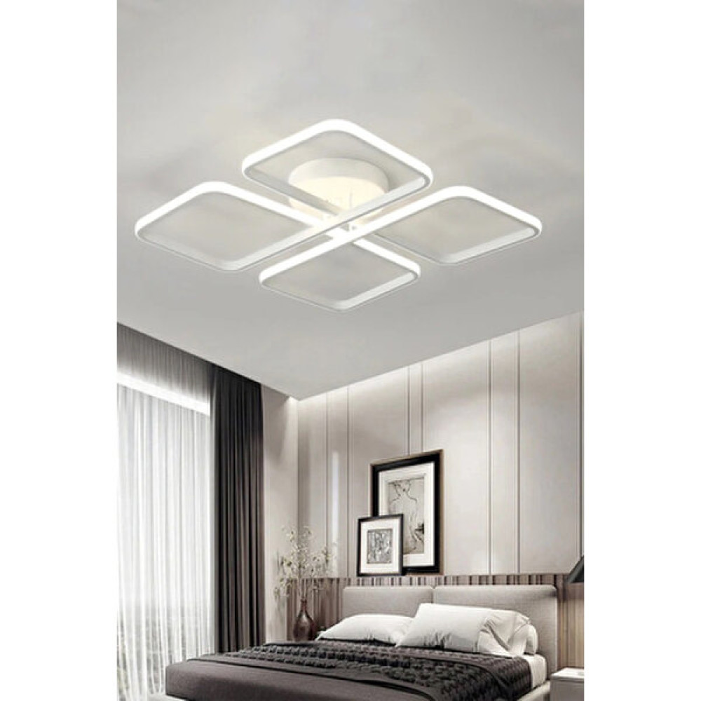 Ledmi 4 Parça Model Kumandalı LED Tavan Avizesi, 3 Renk Aydınlatmalı, Plafonyer,modern,spor, Salon Avizesi - Beyaz Avize Fiyatı