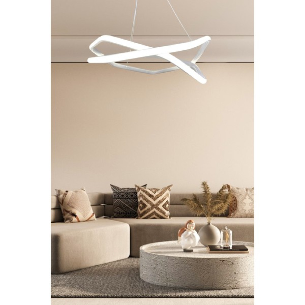 Ledmi Çiftli Altıgen Beyaz LED Avize, 3 Renk Aydınlatma, Sarkıt Avize, Salon Avizesi, Modern Avize Avize Fiyatı
