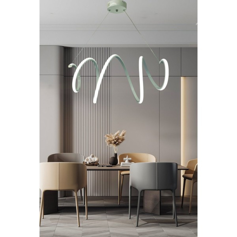 Ledmi Sarmal Beyaz LED Avize, 3 Renk Aydınlatmalı Avize, Modern Salon Avizesi, Yemek Masası Avizesi Avize Fiyatı