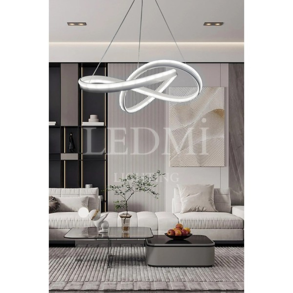 Ledmi Yüksek Aydınlatmalı Kalın Kasa Gezegen Model Beyaz LED Avize, 3 Renk Aydınlatma, Salon Avizesi Avize Fiyatı
