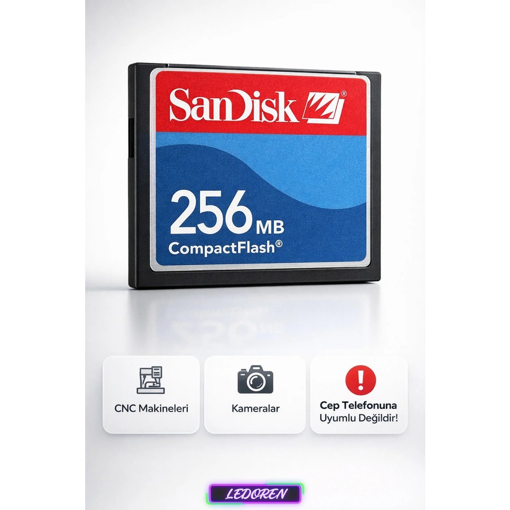 L'edoren 256 MB Cf Compact Flash Hafıza Kartı CNC Makine ve Fotoğraf Makinesi Uyumlu Dijital Fotoğraf Makineleri Fiyatı