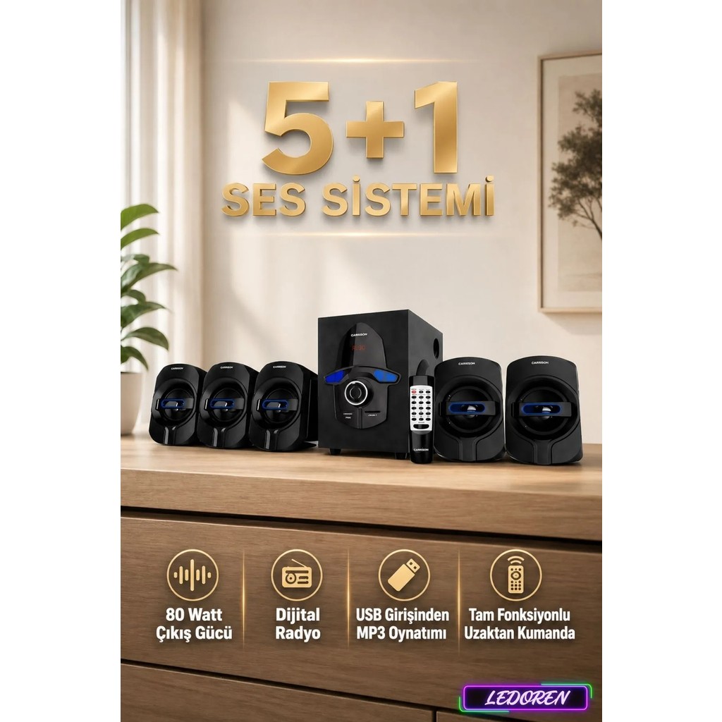 L'edoren TS-52 Bluetooth 5.1 Ses Sistemi – Dijital Ekranlı, USB, FM Radyo, Yüksek Ses Performansı Bluetooth Hoparlör Fiyatı