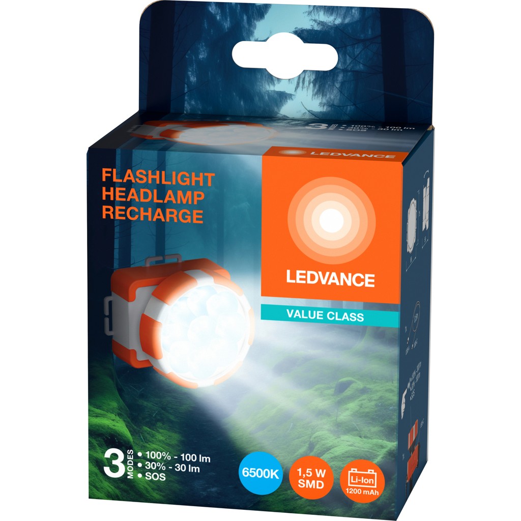 Ledvance LED 1.8W 6500K 100LM IP20 3 Farklı Mod Beyaz Işık Şarjklı Büyük Kafa Lambası Diğer Fiyatı