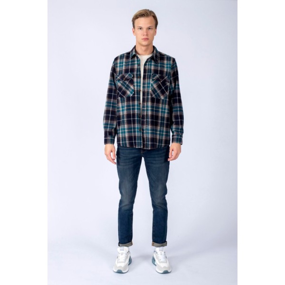 Lee Cooper Tex Erkek Dokuma U.kol Gömlek Kahve-Petrol Erkek Gömlek Fiyatı