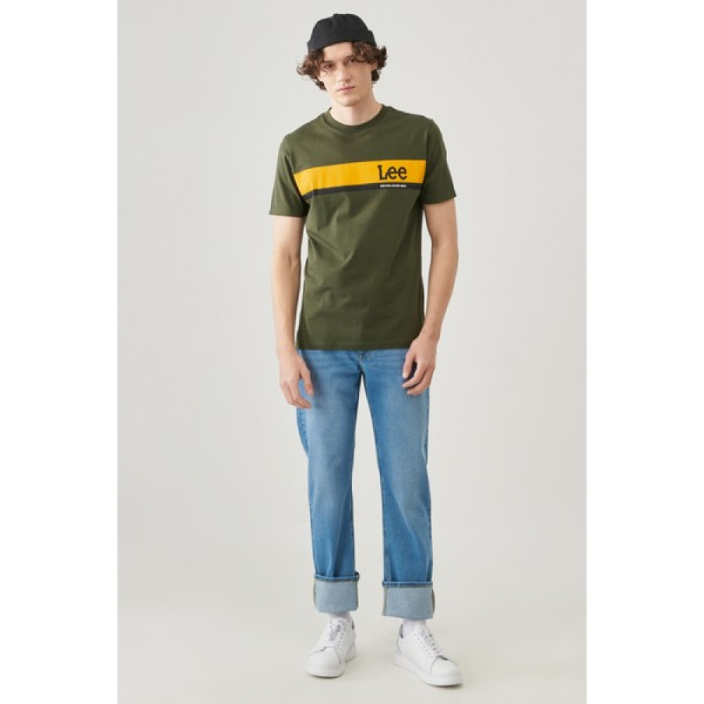 Lee Erkek Regular Fit Normal Kesim %100 Pamuk Bisiklet Yaka Haki Tişört Erkek T-shirt Fiyatı