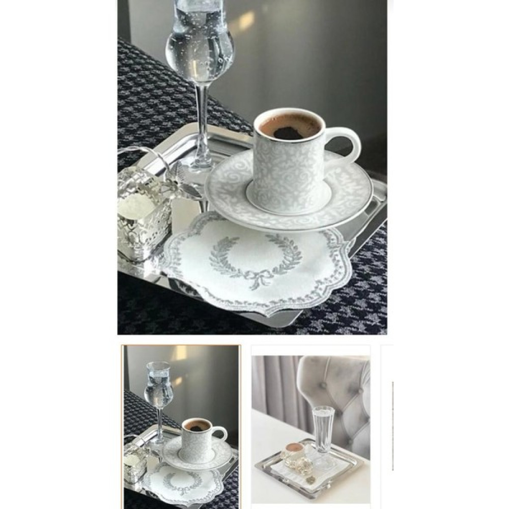Lees home Leeshome Gümüş Kare Paslanmaz Çelik Kahve Servis Sunum Tepsi & Tabağı (21X21CM) - 3 Adet Servis Tepsisi Fiyatı