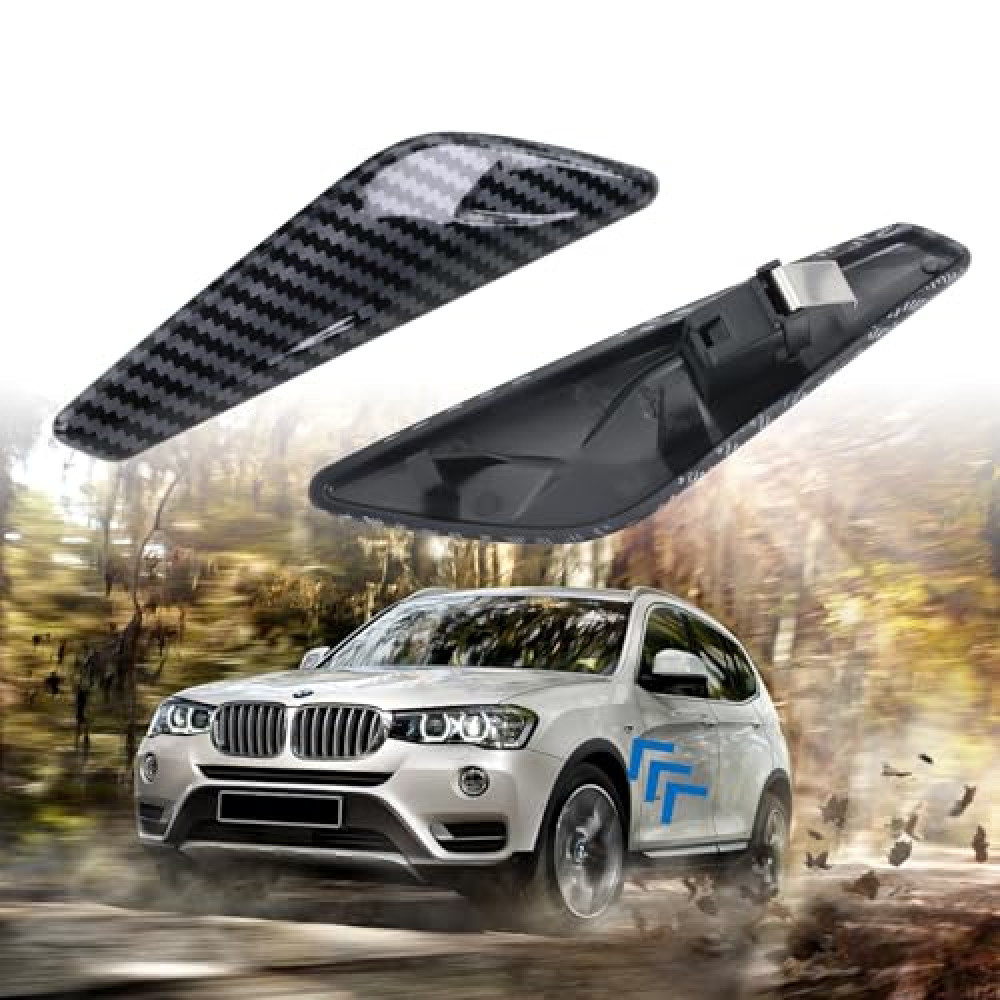 Left & Right Side Front Fender Carbon Fiber Trim Finisher Compatible with BMW X3 F25 X4 F26 2013-2017 Replaces# 51117338569 51117338570