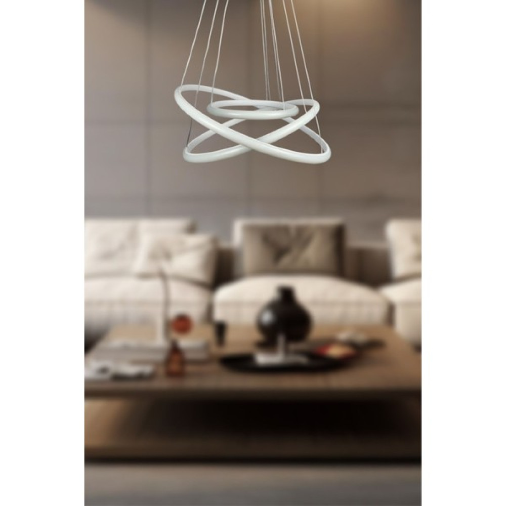 Legacy Rings Modern Tasarım Beyaz Renk - Yatak Odası - Salon - Çocuk Odası - Mutfak Beyaz LED 3 Lü Avize Avize Fiyatı