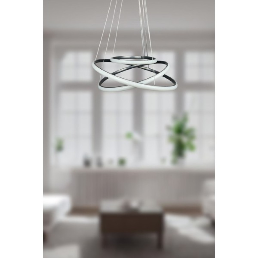 Legacy Rings Modern Tasarım Gri Renk - Yatak Odası - Salon - Çocuk Odası - Mutfak Beyaz LED 3 Lü Avize Avize Fiyatı