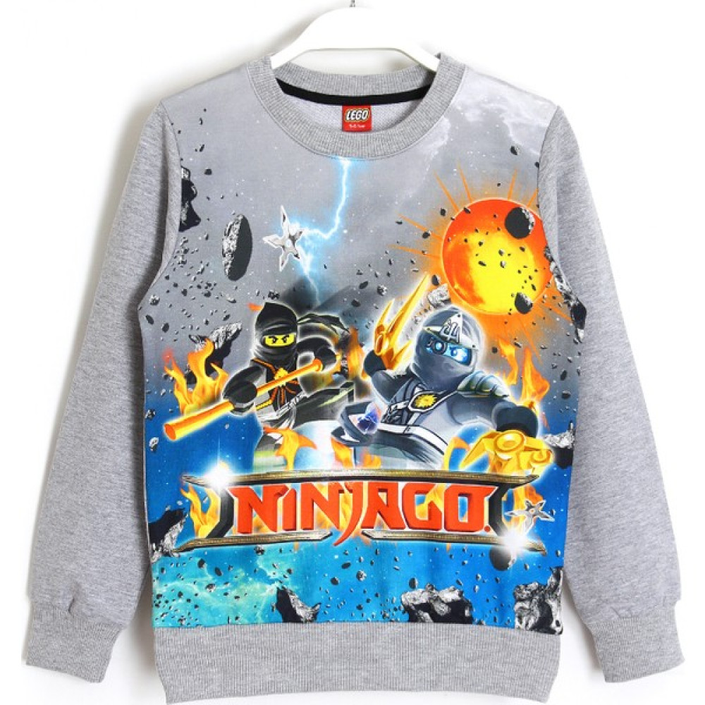 LEGO Ninjago Baskılı 3D Çocuk Mevsimlik Sweatshirt 5 - 13 Yaş Gri Melanj Erkek Çocuk Sweatshirt Fiyatı