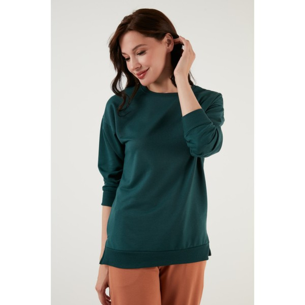 Lela Pamuklu Bisiklet Yaka Basic Örme Sweat Bayan Sweat 5863569 Bayan Sweatshirt Fiyatı