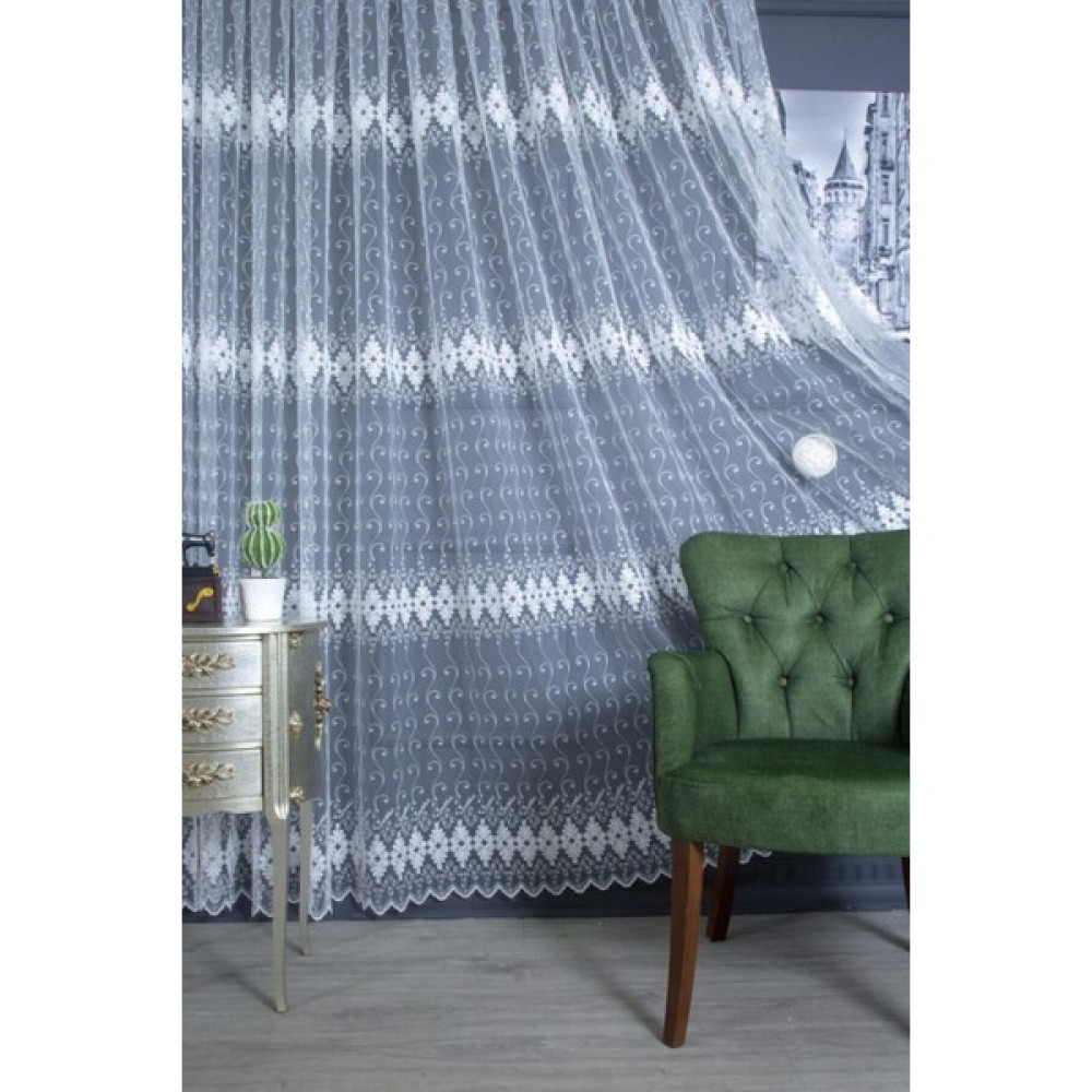 Leminor Petek Üstü Ütü Istemez Antik Vintage Desen Brode Beyaz Gramajlı Salon Mutfak Perdesi 1/3 Sık Pileli - Ekru - 100 x 190 cm Tül Perde Fiyatı