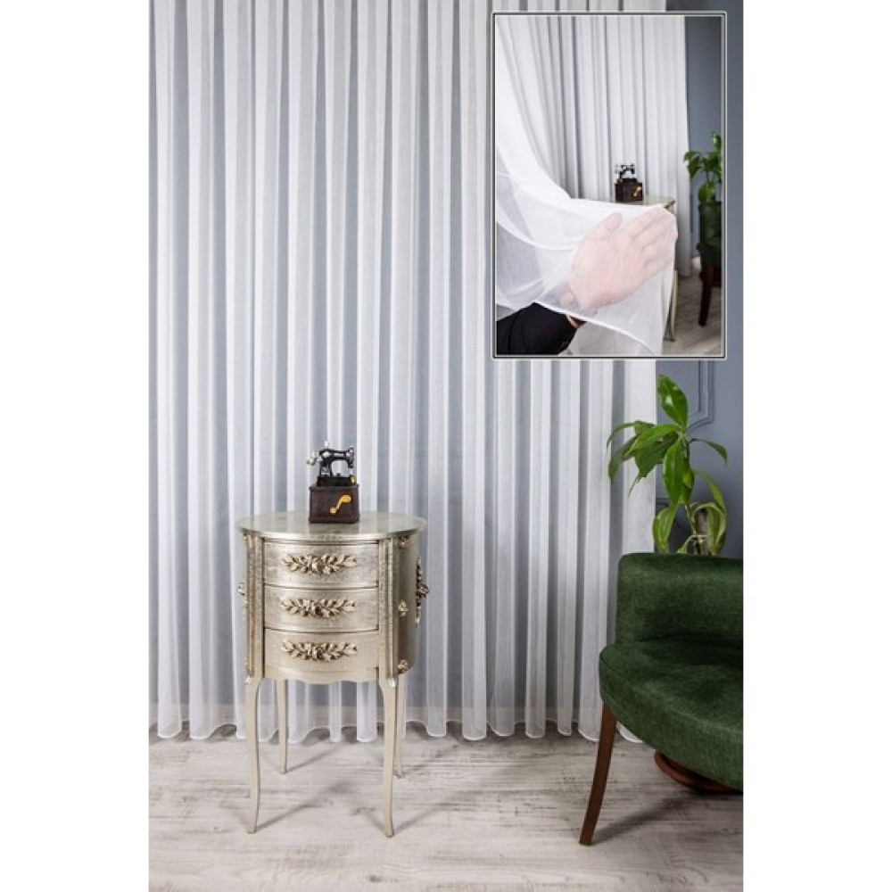 Leminor Petek Üstü Ütü Istemez Taç Sedef Tül Kırışmaz Beyaz Gramajlı Salon Mutfak Perdesi 1/2,5 Orta Pile - Ekru - 100 x 190 cm Tül Perde Fiyatı