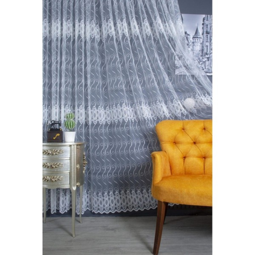 Leminor Petek Üstü Ütü Istemez Taç Vintage Brode Tül Beyaz Gramajlı Salon Mutfak Perdesi 1/2 Seyrek Pile - Ekru - 100 x 190 cm Tül Perde Fiyatı