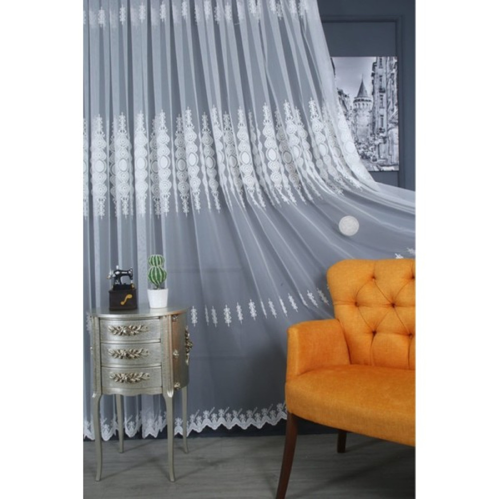 Leminor Yeni Sezon Ütü Istemez Taç Otantik Desen Brode Beyaz Gramajlı Salon Mutfak Perdesi 1/3 Sık Pileli - Ekru - 100 x 270 cm Tül Perde Fiyatı