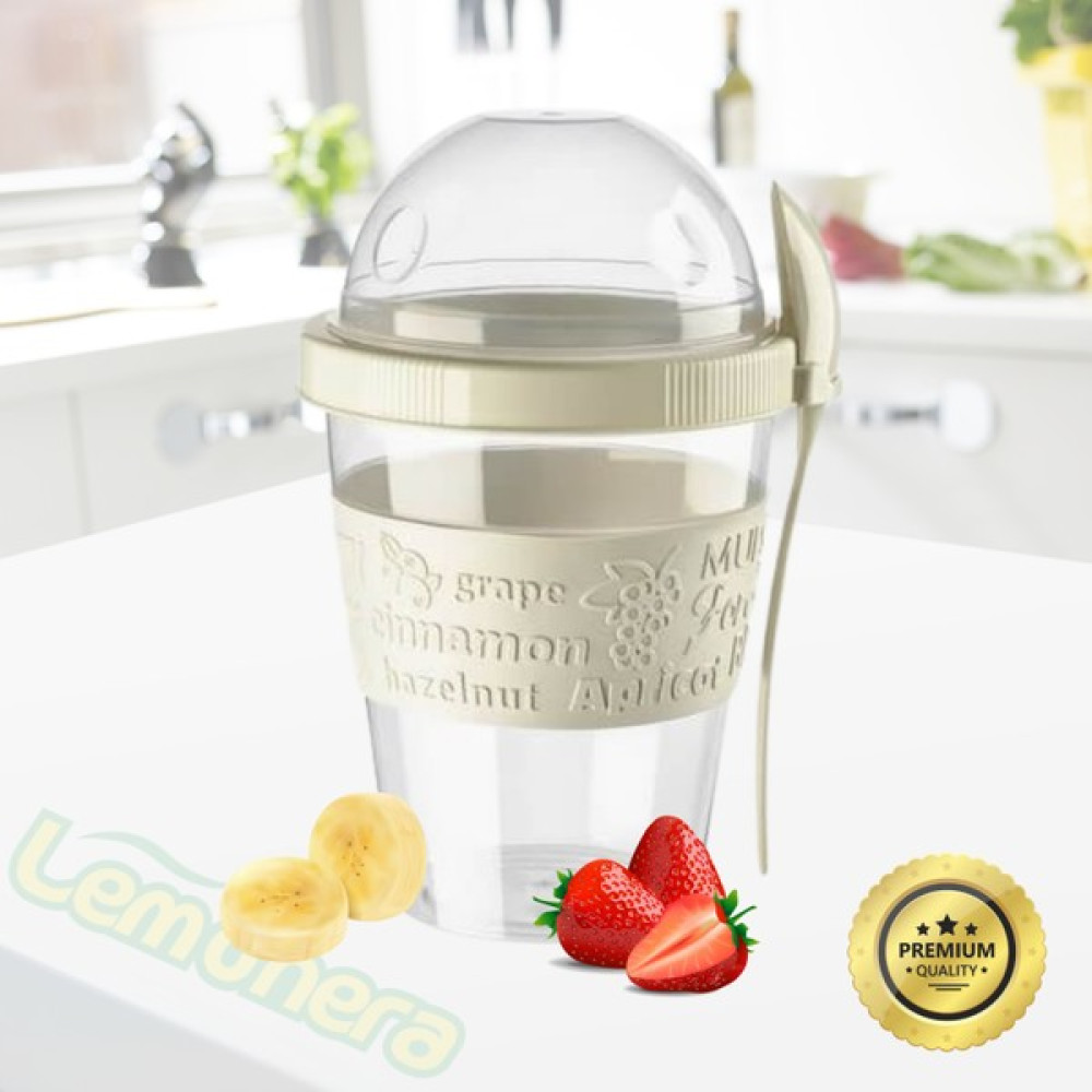 Lemonera Go Detoks Kapaklı Kaşıklı Hazırla ve Çık Meyveli Yoğurt Müsli Kabı Beslenme Diyet 600 ml Saklama Kabı - Bej Saklama Kapları Fiyatı