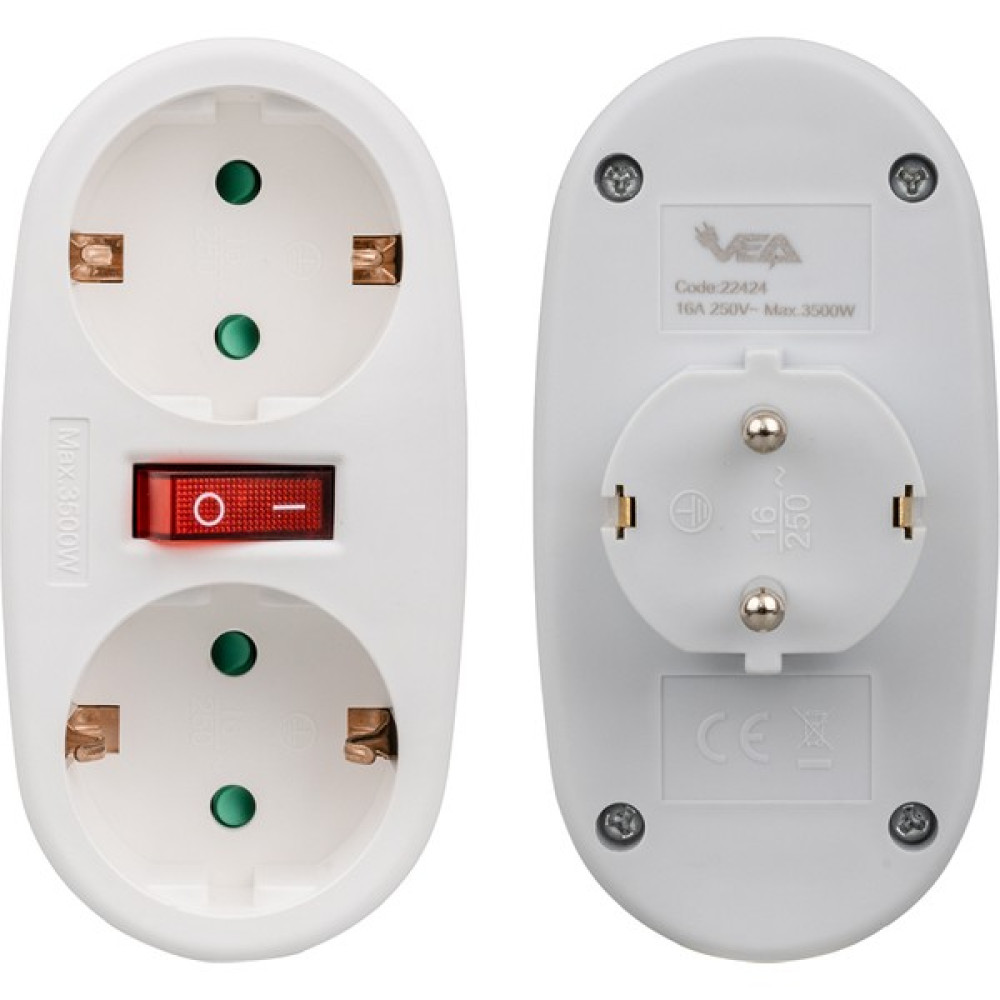 Lemra Vea VE-22424 16 Amper 3500 Watt 2'li Priz Prizler Fiyatı