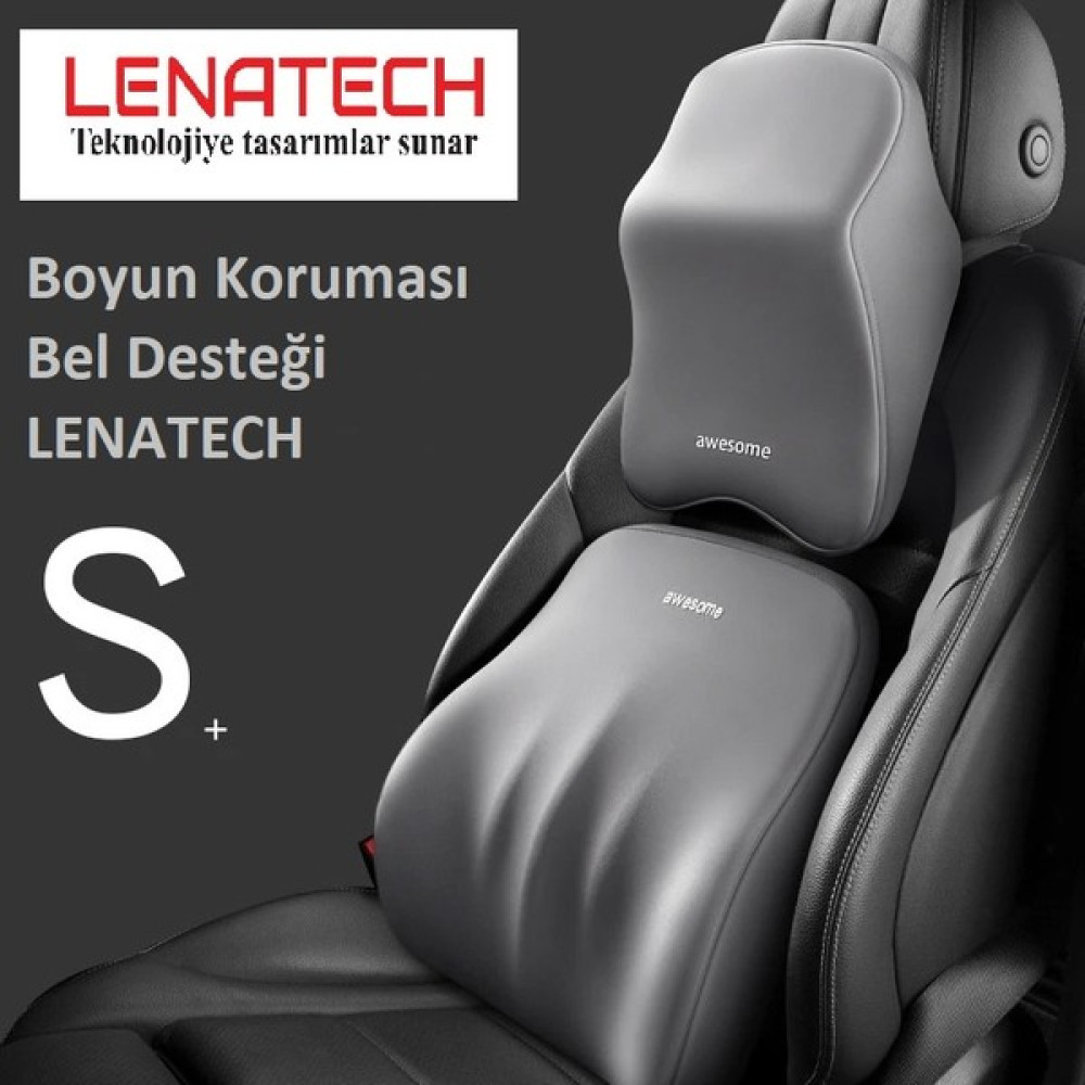Lenatech Araç Için Boyunluk ve Sırt Destek Minderi Seti - Koyu Gri Oto Boyaları Fiyatı