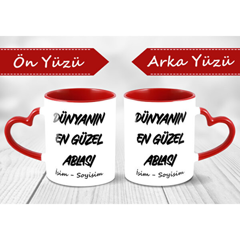 Lenostra Kişiye Özel - Dünyanın En Güzel Ablası Yazılı Kupa - Ablaya Hediye - Ablaya Dogum Gunu Hediyesi Fincan / Bardak / Kahve Takımı Fiyatı