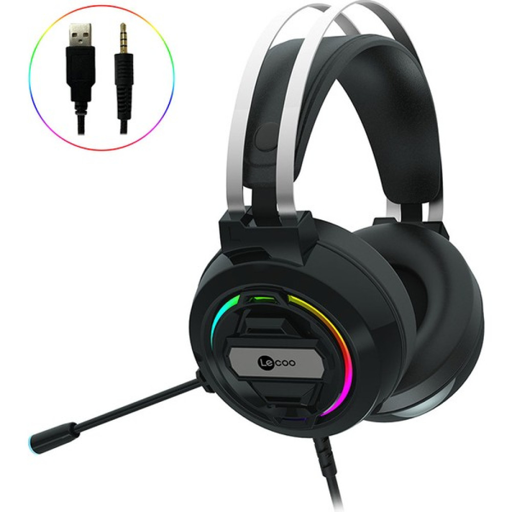 Lenovo Lecoo HT401 3.5mm Jack+ USB Kulak Üstü RGB LED Aydınlatmalı Kablolu Gaming Kulaklık Siyah Kulak Üstü Kulaklık Fiyatı