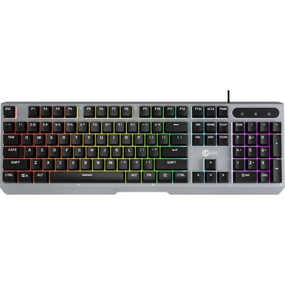 Lenovo Lecoo KB121 USB Kablolu Makro Tuşlu Rainbow Efektli Mekanik Hisli Membran Gaming Q Siyah Klavye - Siyah - Gri Oyuncu Klavyesi Fiyatı