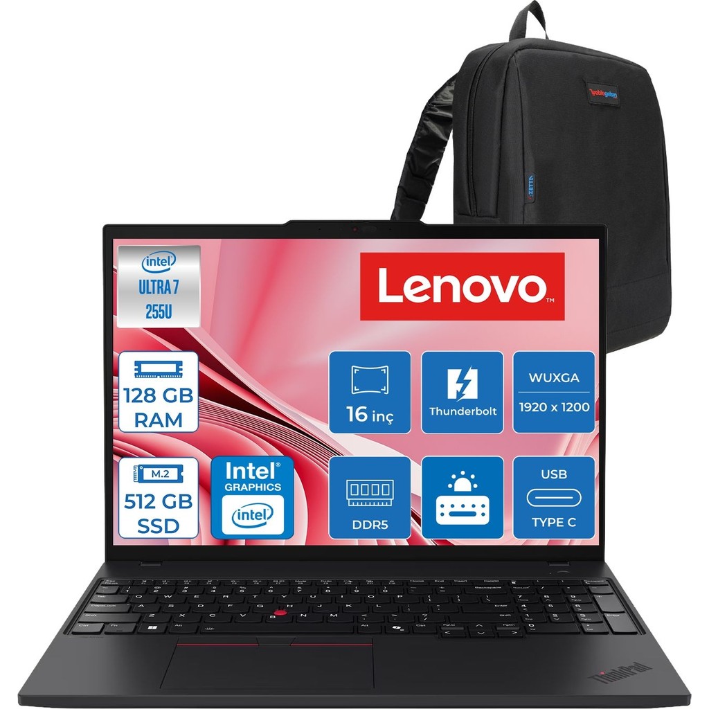 Lenovo T16 Gen4 Intel Core Ultra 7 255U Ddr5 128GB 512GB SSD Intel Graphics 16" Wuxga (1920X1200) IPS 300NITS Freedos Kurumsal Iş Bilgisayarı 21QFS... İşlemci Fiyatı
