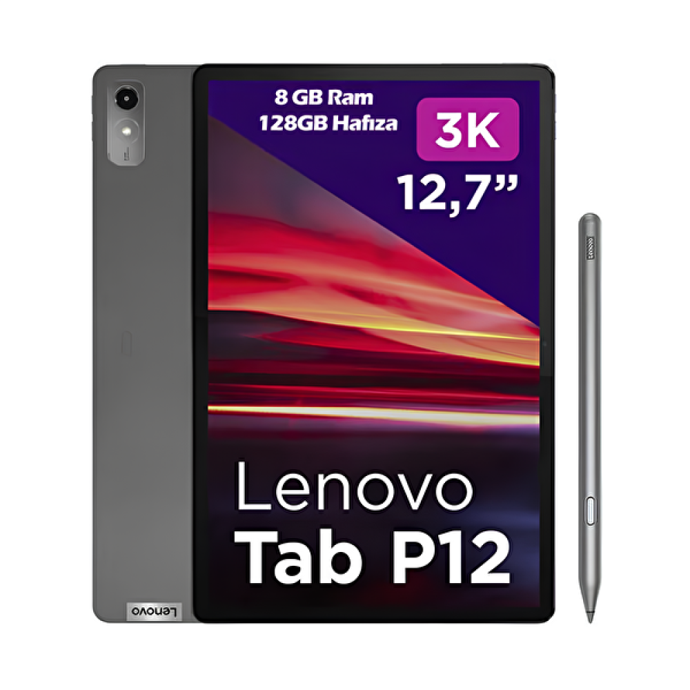 Lenovo Tab P12 Tb370Fu 8 GB RAM 128 GB 3K 12.7" Wi-Fi Koyu Gri Tablet ve Zacl0030Tr Lenovo Tab Pen Plus Tablet Pc Fiyatı