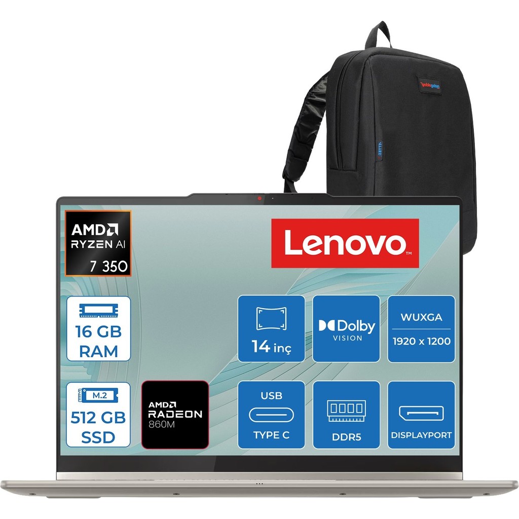 Lenovo Yoga 7 2-In-1 14AKP10 Amd Ryzen Aı 7 350 16GB Ddr5 512GB SSD Amd Radeon™ 860M 14" Wuxga (1920X1200) OLED 600NITS 100% Dcı-P3 Touch Freedos T... İşlemci Fiyatı
