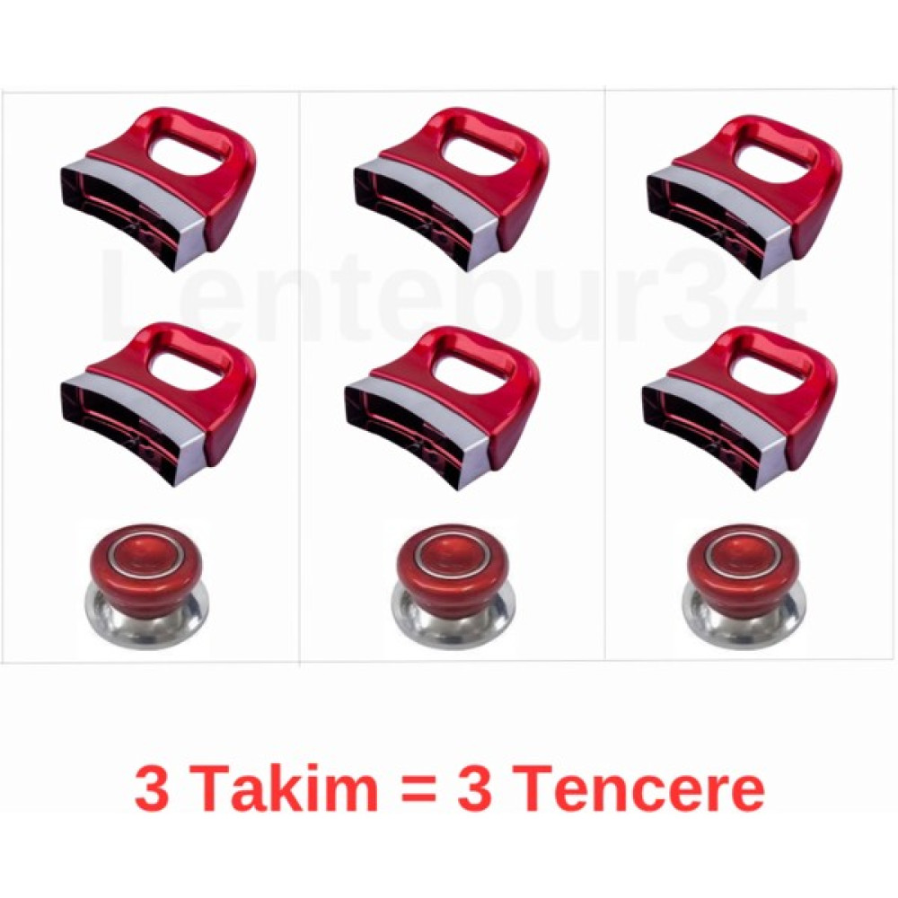 Lentebur34 Tencere Tava ve Sahan Uyumlu Bakalit Kulp Seti Kirmizi Mutfak Gereçleri Fiyatı