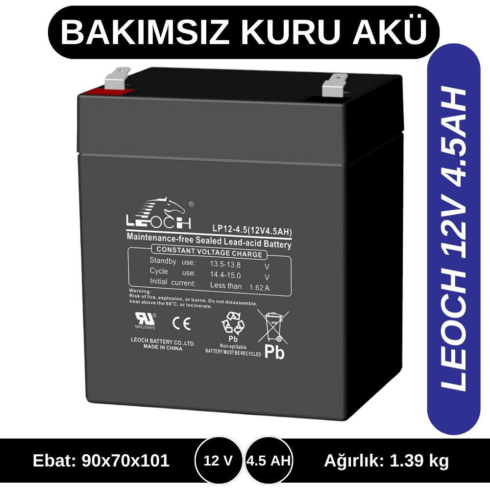 LEOCH 12V 4,5AH KURU TİP AKÜ Diğer Fiyatı